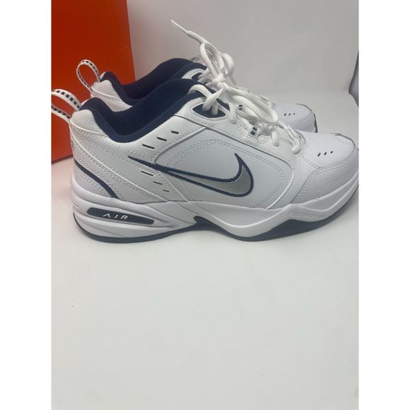 Nike Men's Wide-Width Air Monarch IV Training White / Metallic Silver Sneakers 8 - Picture 9 of 11